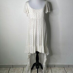 Maison Amory Women's White Floral High Low Flutter Sleeve Dress Size Medium